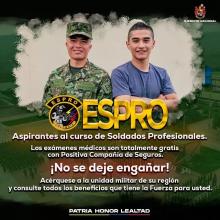 La Escuela de Soldados Profesionales convoca a reservistas de primera clase y soldados que prestan el servicio militar