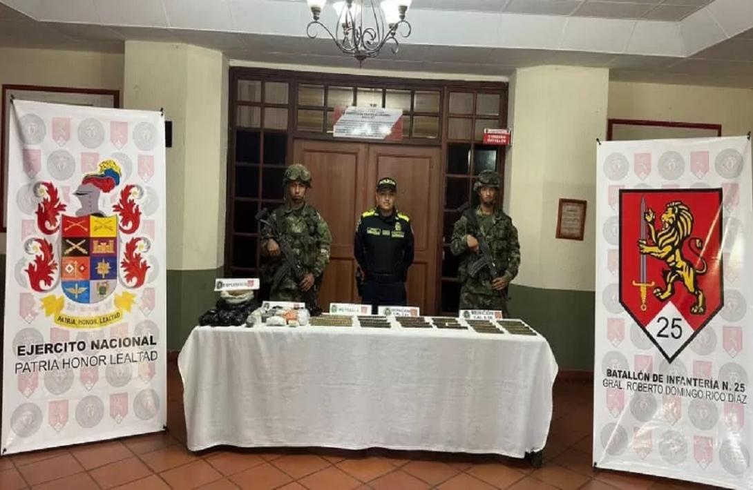 Ejército Nacional localiza depósito ilegal con explosivos que iban a ser utilizados mediante drones en Putumayo