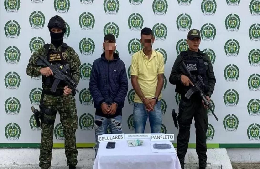 Capturados en flagrancia dos presuntos integrantes del GAO residual estructura 41, dedicados a la extorsión en Ocaña, Norte de Santander